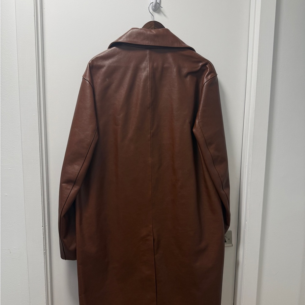 Sandro Brown Leather Overcoat